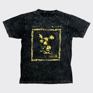 TWENTY ONE PILOTS BLACK  ACID WASH T-SHIRT | S​MALL